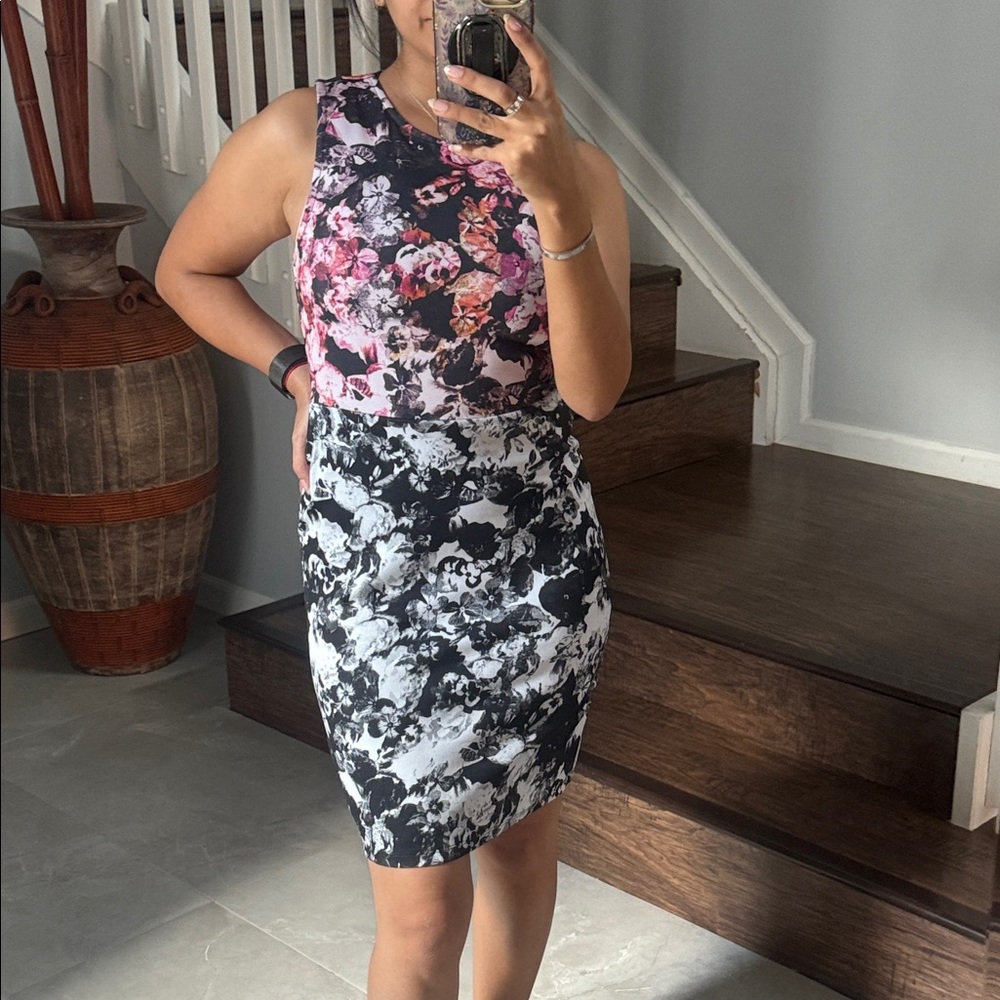 Topshop Floral Contrast Mini Dress